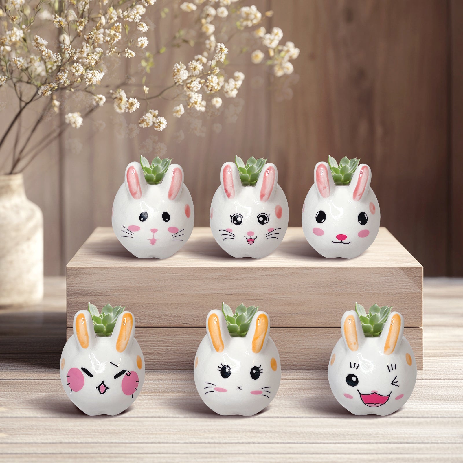 Bunny Plant Pot, Mini Ceramic Pot Planter, Modern Indoor Planter Pots