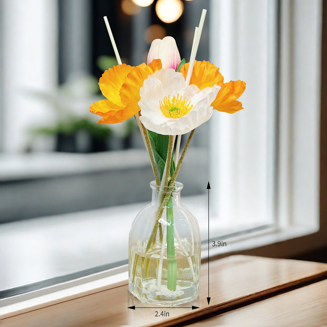 Crystal Glass Flower Reed Diffuser for Home Fragrance, Serena Air Freshener (100ml)