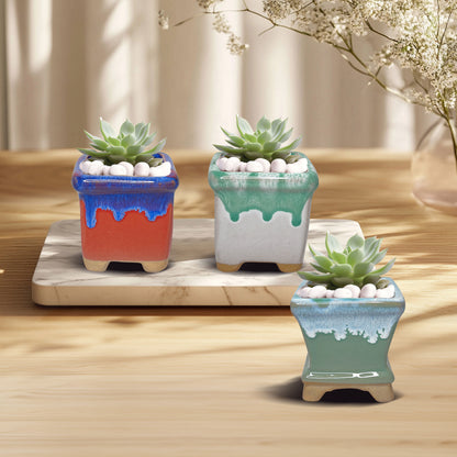 Painter Pot, Hand Painted Square Indoor Planter Pot