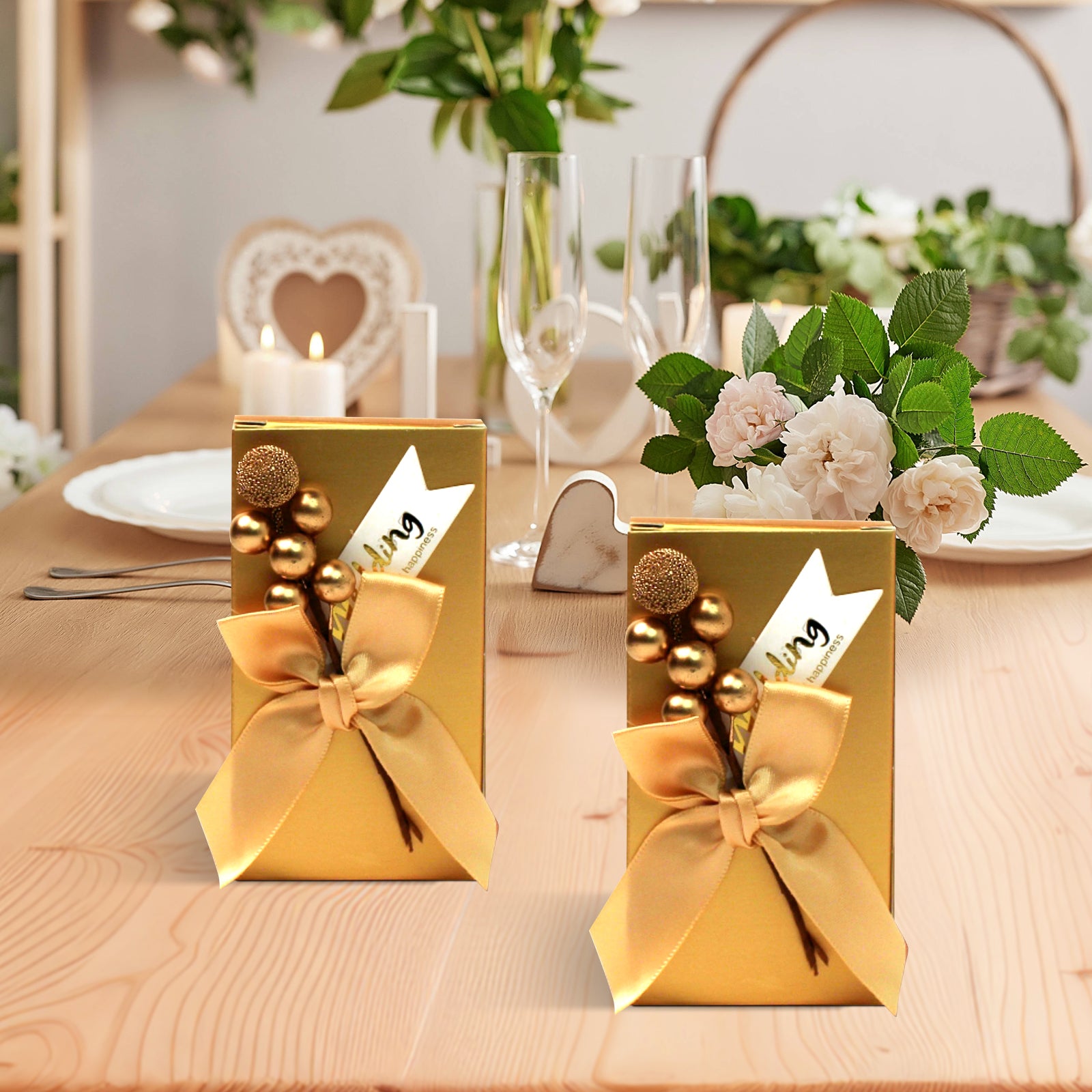 Gold Gift Box Set of 10, Premium Gold Boxes for Gift