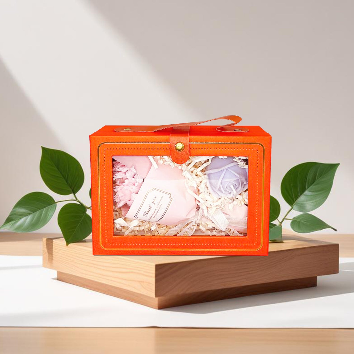 Orange Gift Box, Cardboard Gift Box With Handle, Special Gift Box