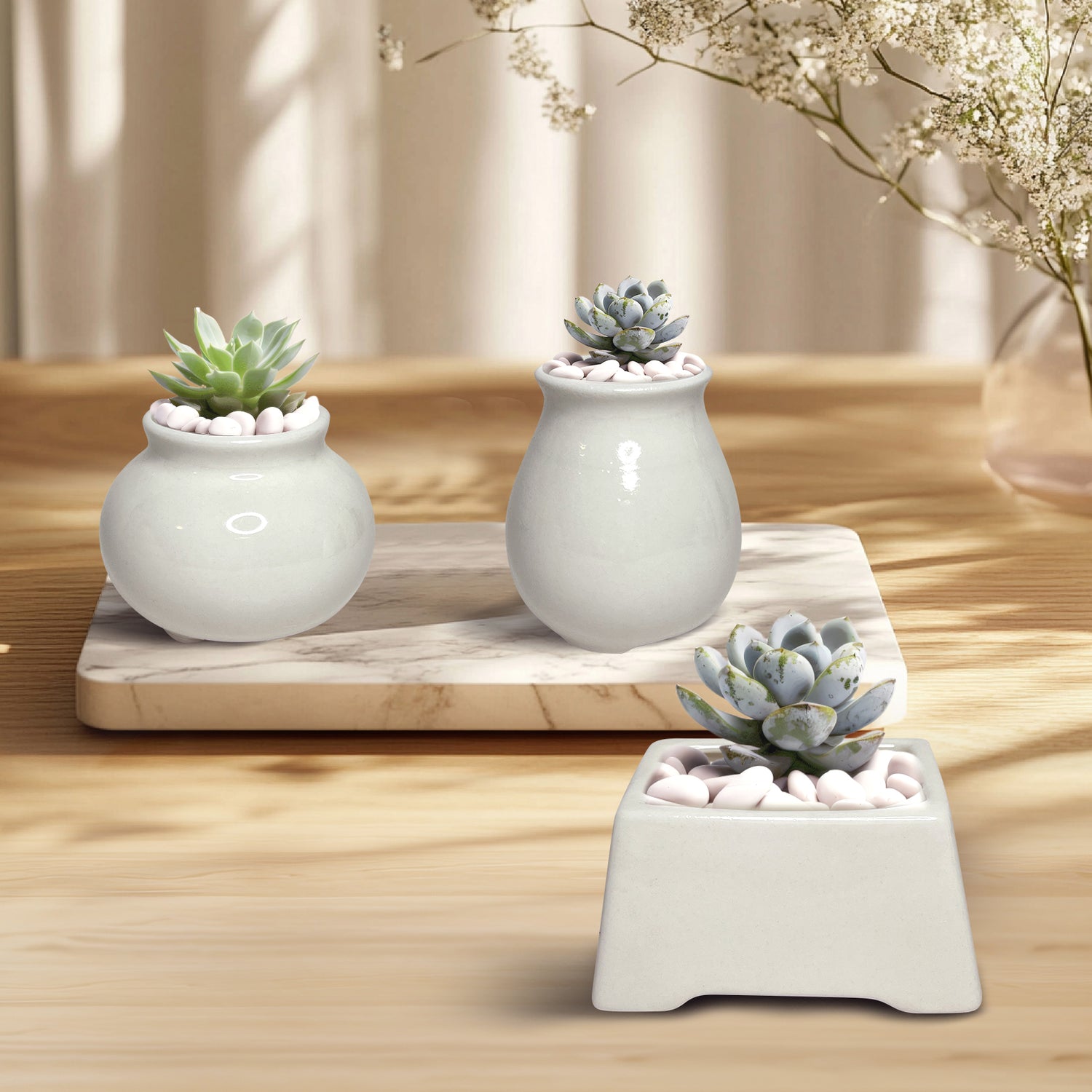 Indoor Ceramic Plant Pots, Multi-shape Tsumami Ceramic Planter Pot