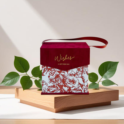 Best Wishes Gift Box, Red Flowers Special Gift Box, Craft Gift Box