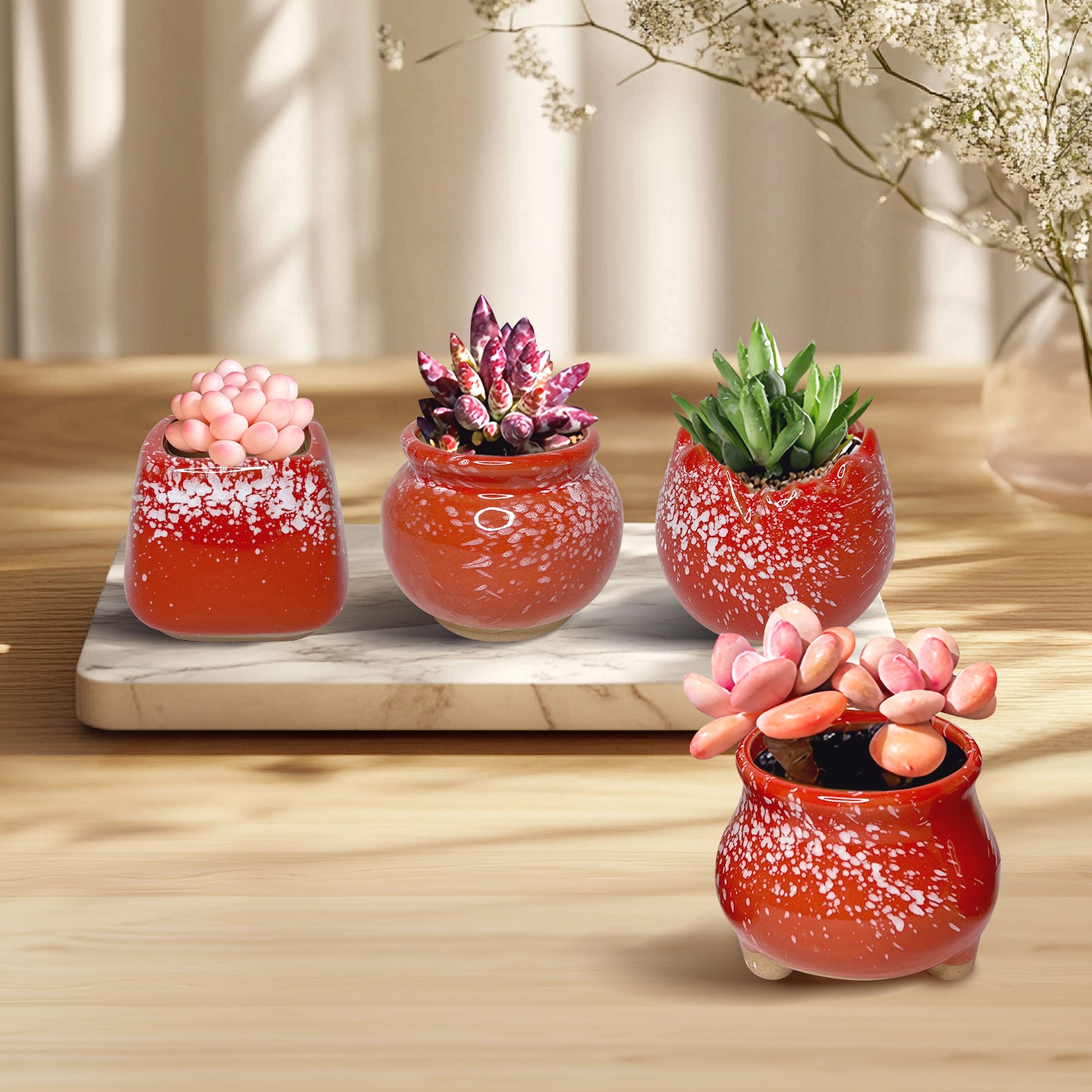 Red Planter Pot, Ruby Red Mini Clay Planter Pot Home Decor