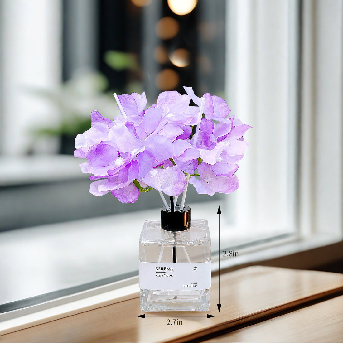 Crystal Glass Flower Reed Diffuser for Home Fragrance, Serena Air Freshener (200ml)