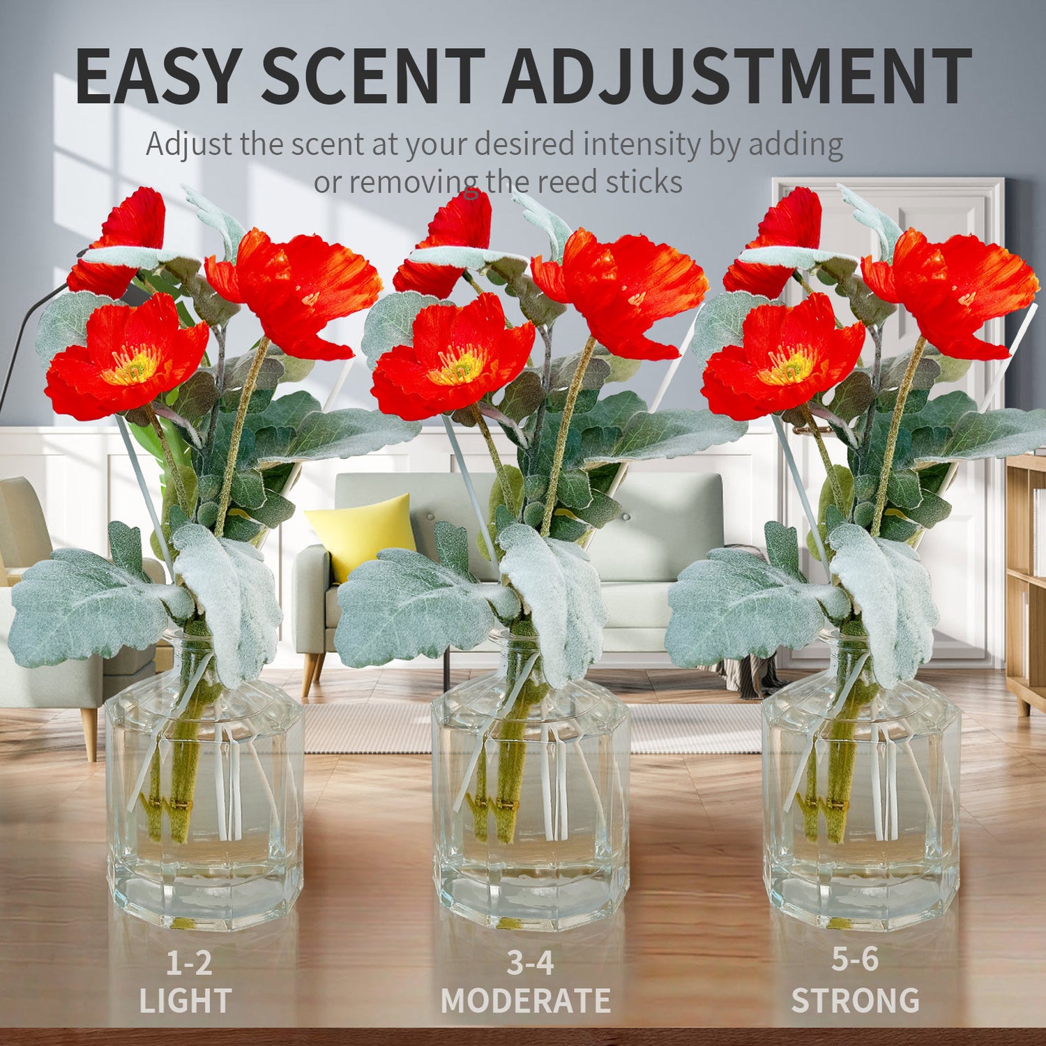 Crystal Glass Flower Reed Diffuser for Home Fragrance, Serena Air Freshener (280ml)