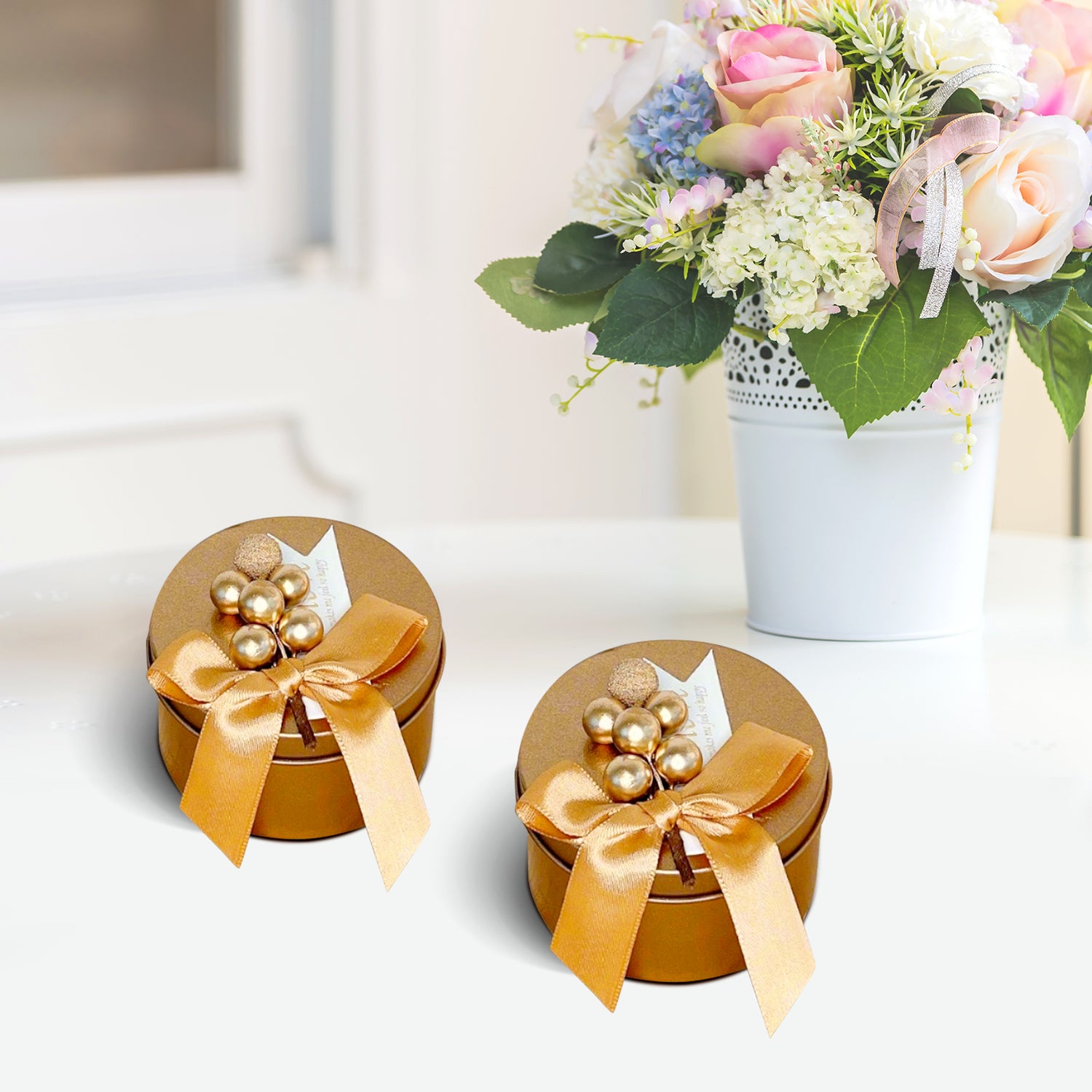 Gold Tin Gift Box Set of 10, Premium Gold Boxes for Gift