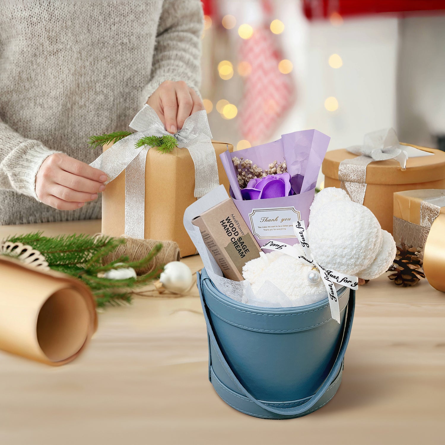 Leather Gift Basket, Premium Curated Craft Gift Basket, Elegant Gift