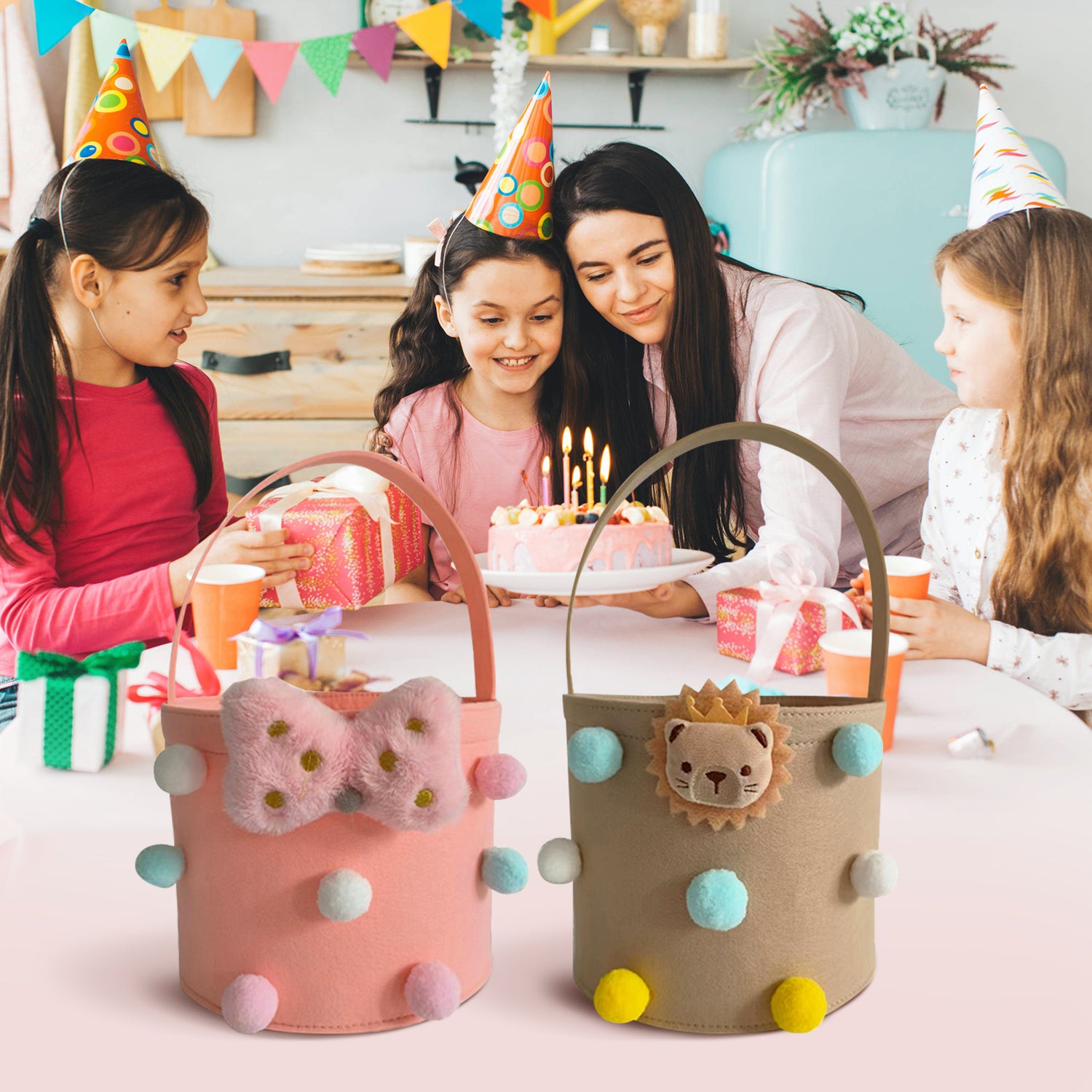 Kids Party Goodie Bags - Reusable, Colorful Party Favor Bags for Birthdays &amp; Events