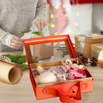Orange Gift Box, Cardboard Gift Box With Handle, Special Gift Box