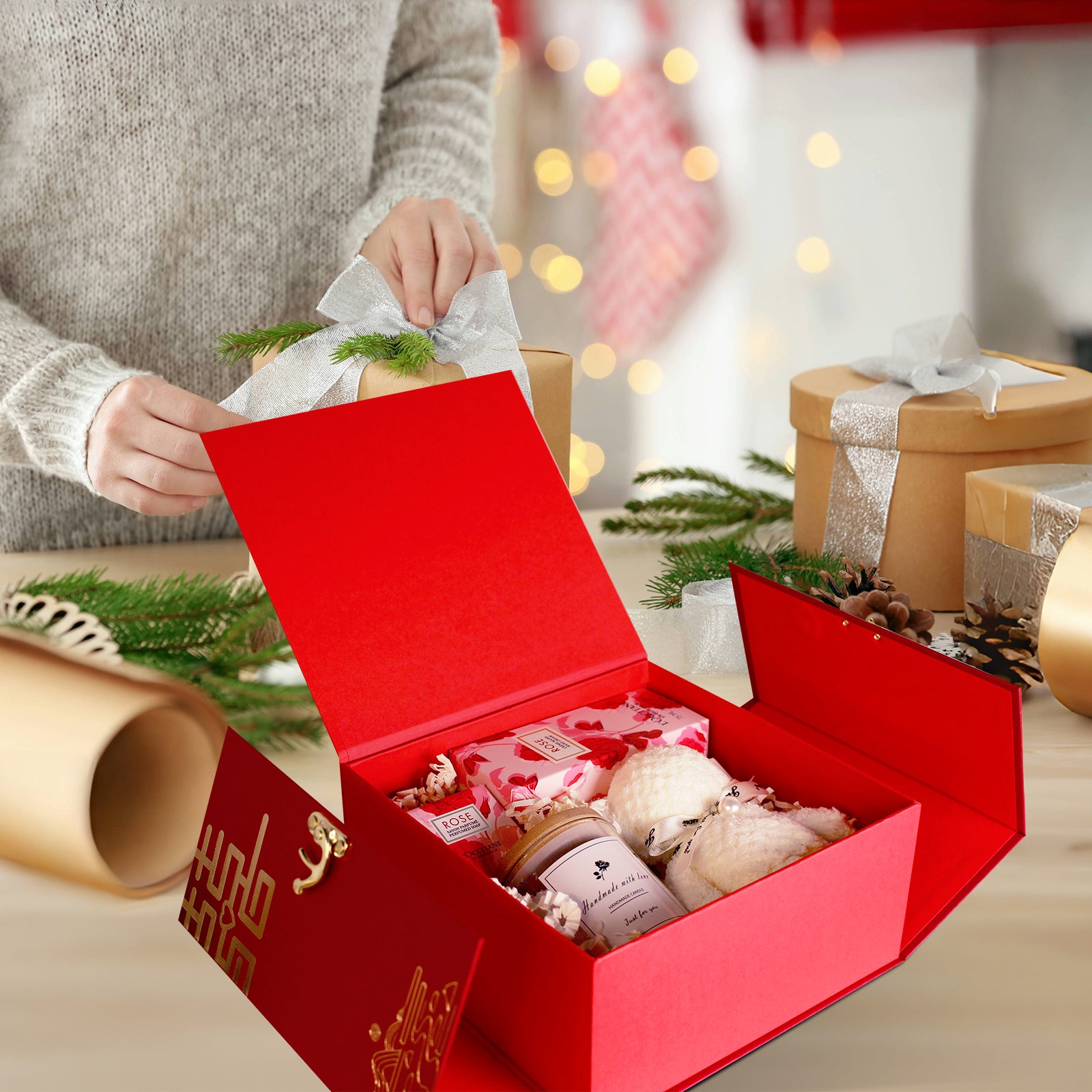 Red Gift Box for Her, Premium Craft Curated Gift Box