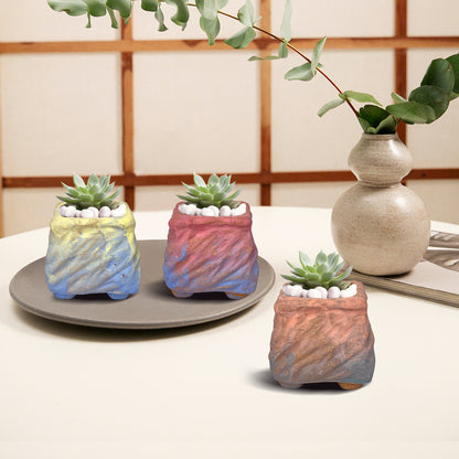 Wavy Mini Planter Pot, Maifan Stone Square Planter Pot, Home Decor