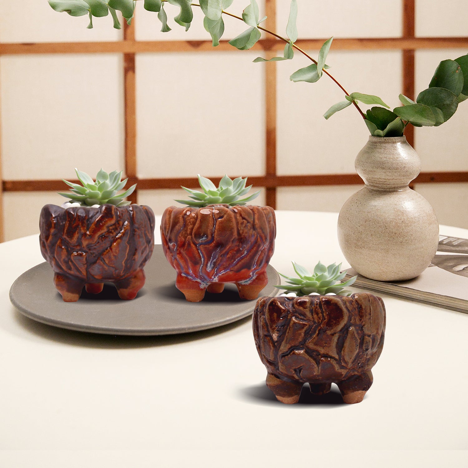 Colorful Planter Pots, Maifan Stone Planter Pot Home Decor