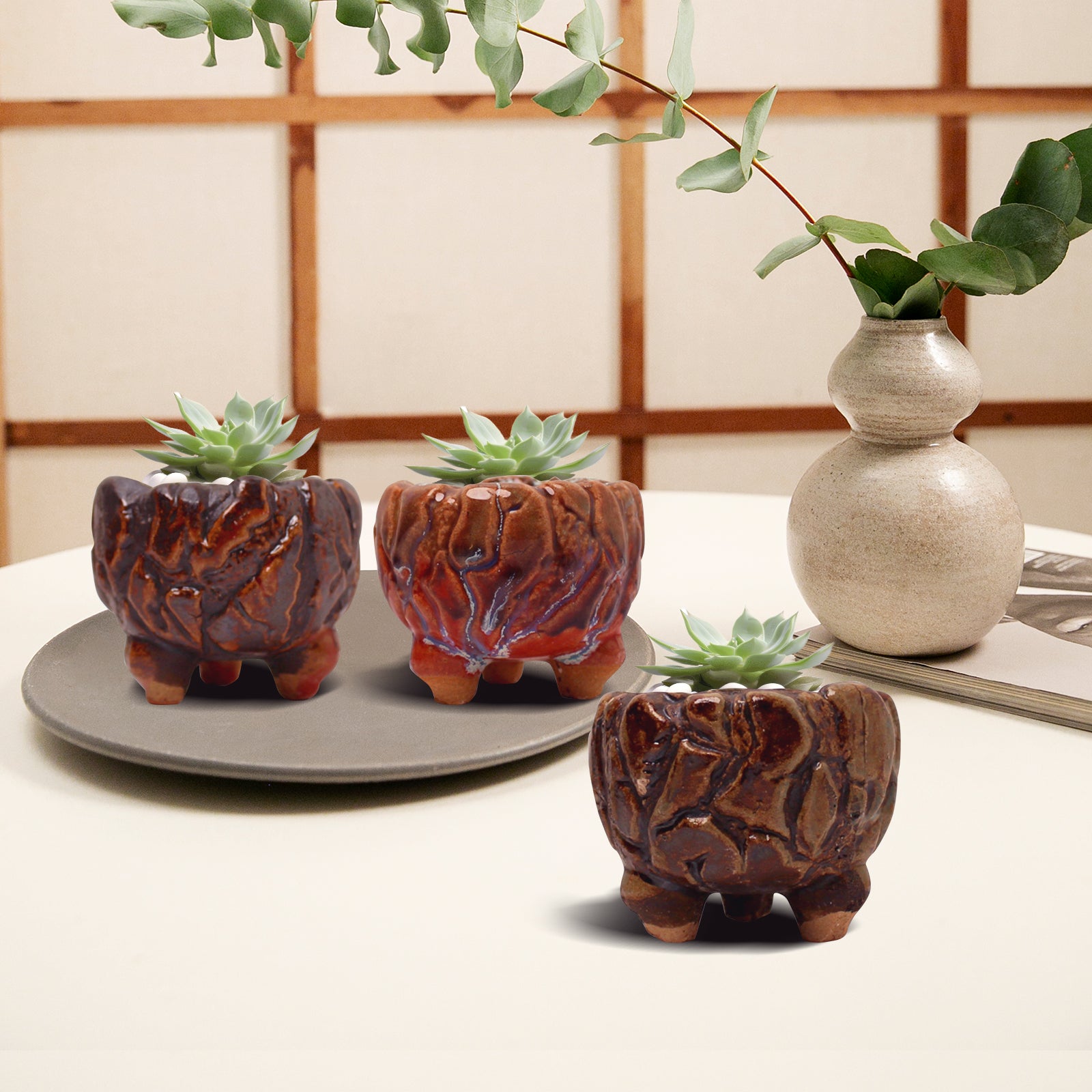 Colorful Planter Pots, Maifan Stone Planter Pot Home Decor