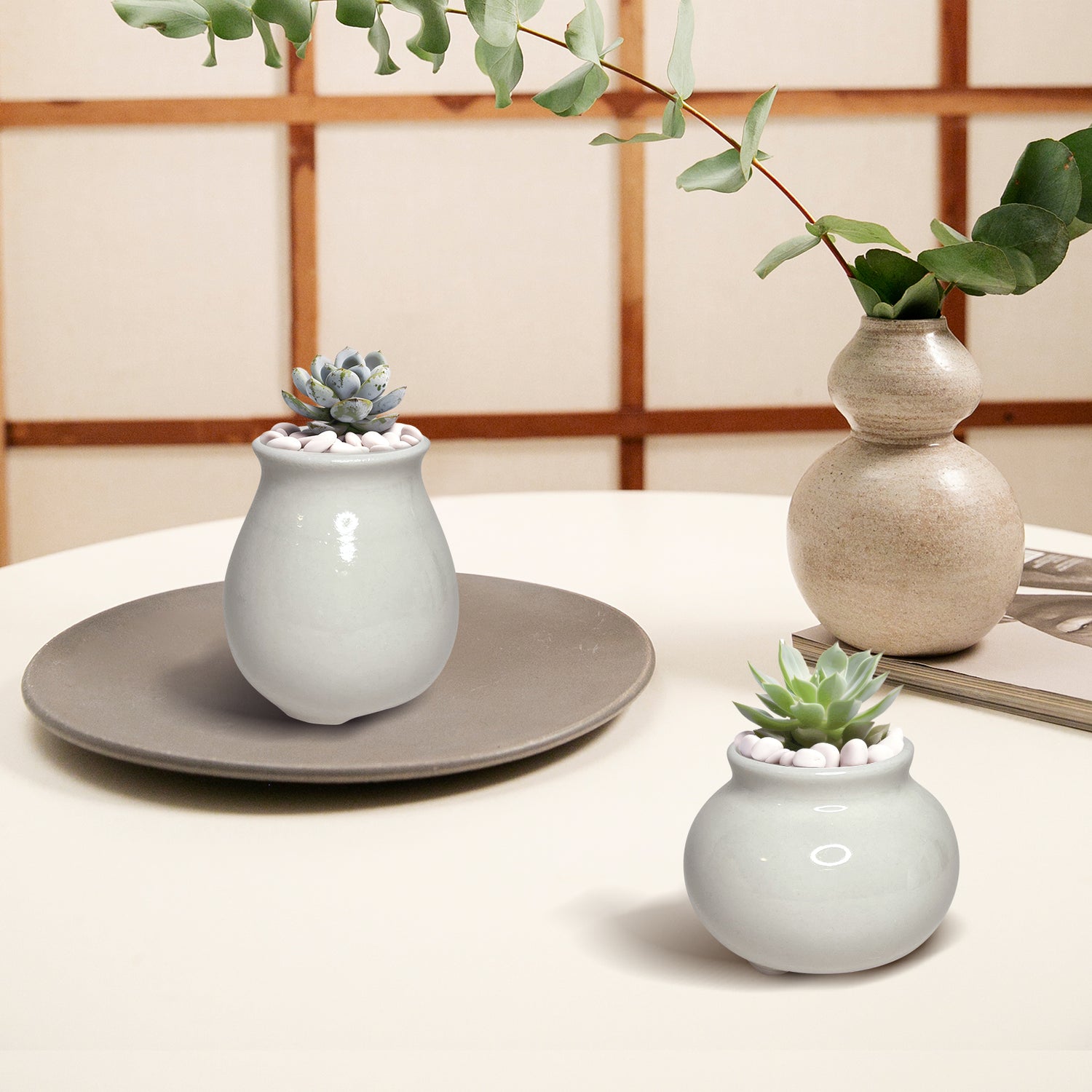 Indoor Ceramic Plant Pots, Multi-shape Tsumami Ceramic Planter Pot
