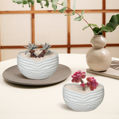 White Sands Plant Pot, Minimalist White Sand Ceramic Planter Pot