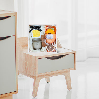 Serena Candle &amp; Soap Flower Gift Basket in Wooden Box – Perfect for Relaxation &amp; Decor