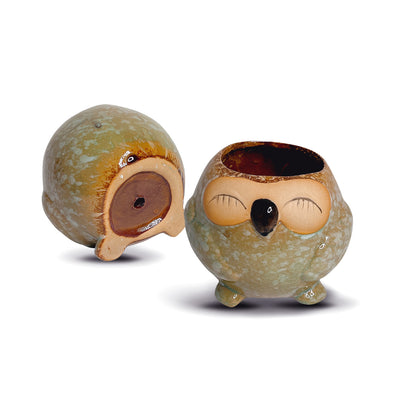 Mini Clay Plant Pots, Owl Clay Planter Pot, Hand Painted Indoor Plant Pot