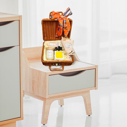 Chic Suitcase Gift Basket with Jar Candle, Flower Petal Ornament &amp; Luxurious Hand Cream