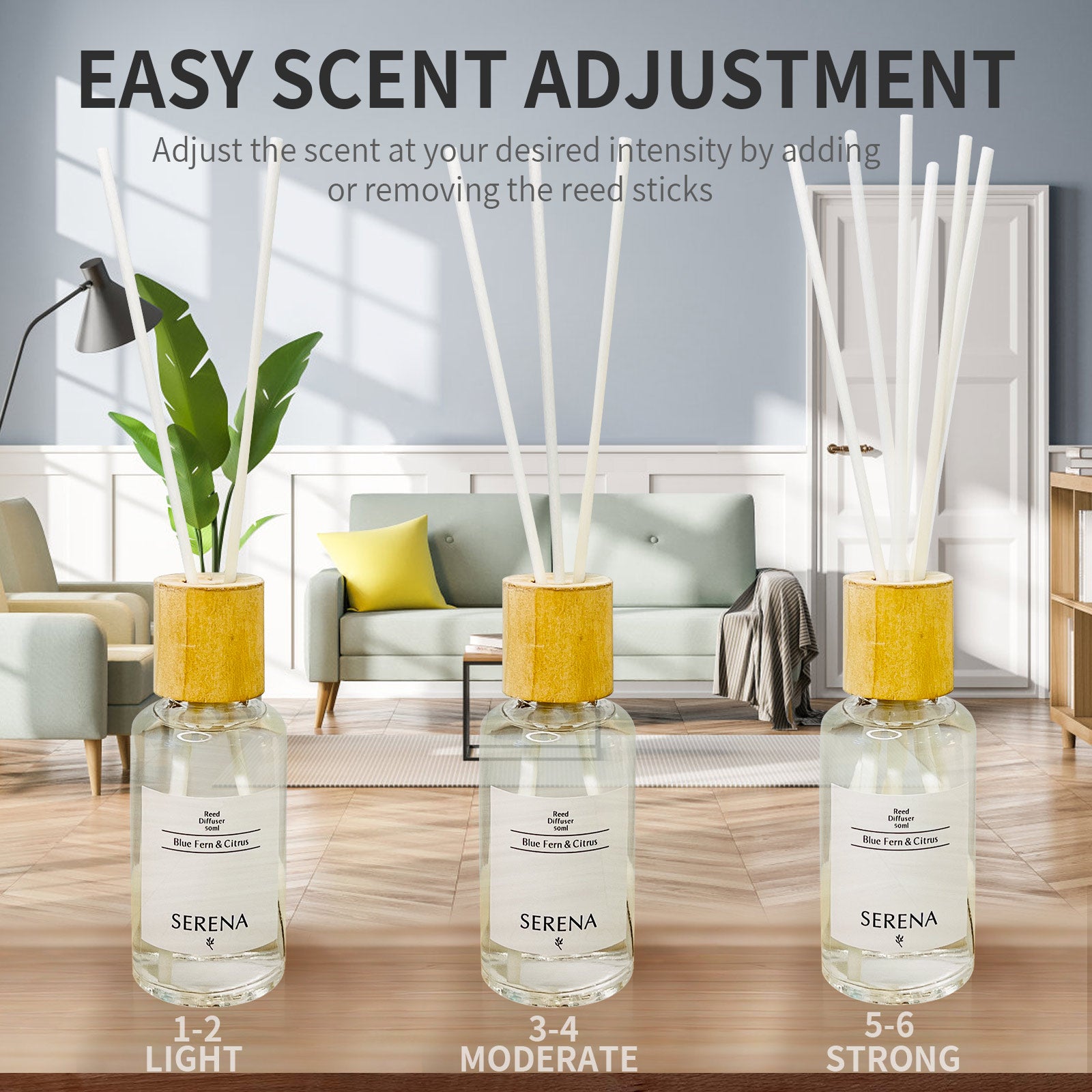 Glass Reed Diffuser for Home Fragrance, Air Freshener (50ml)