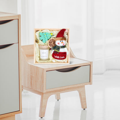 Festive Christmas Gift Basket with Jar Candle, Tree Candle &amp; Snowman Stuffed Toy