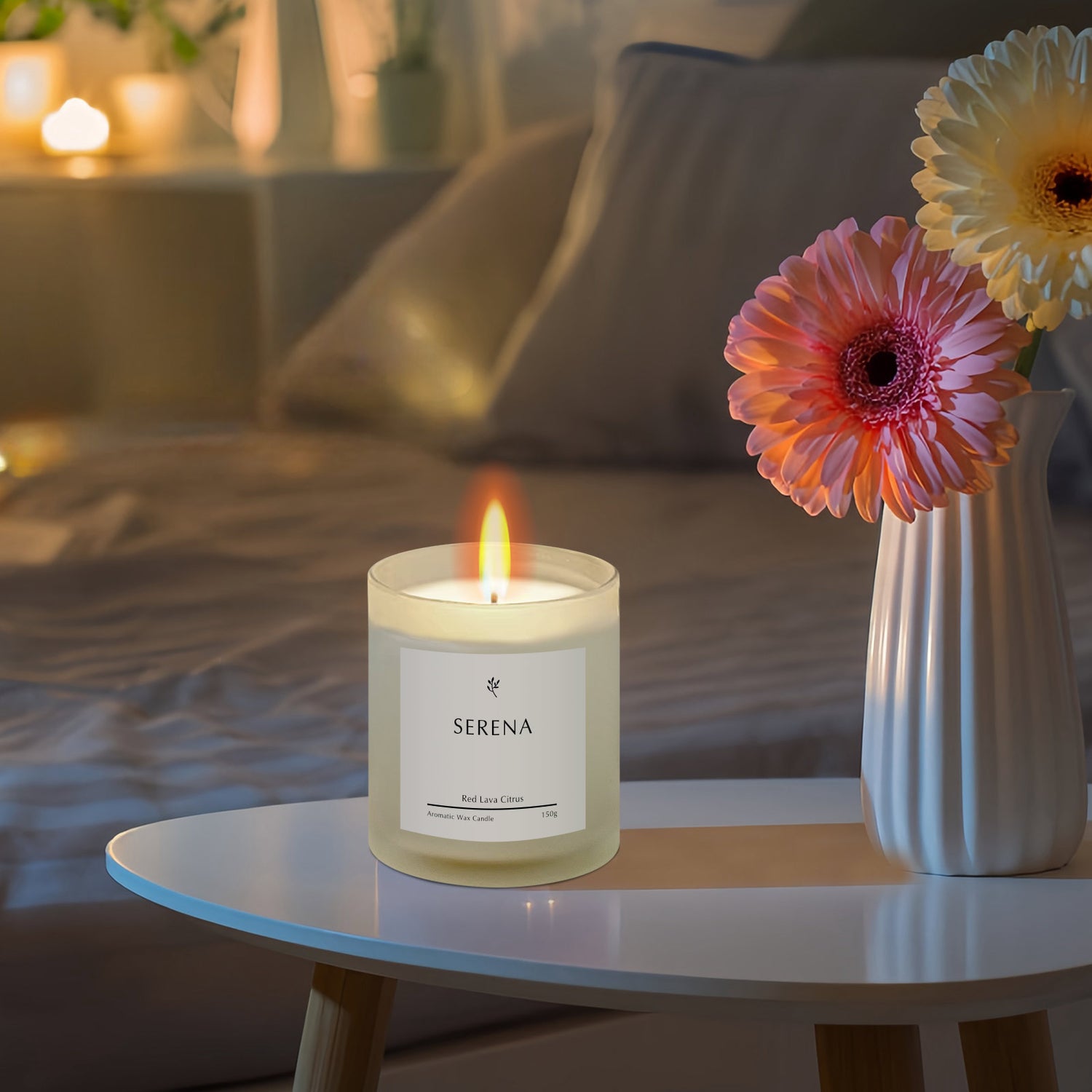 Frosted Candle for Room Decor, Serena Scented Candle (150g)