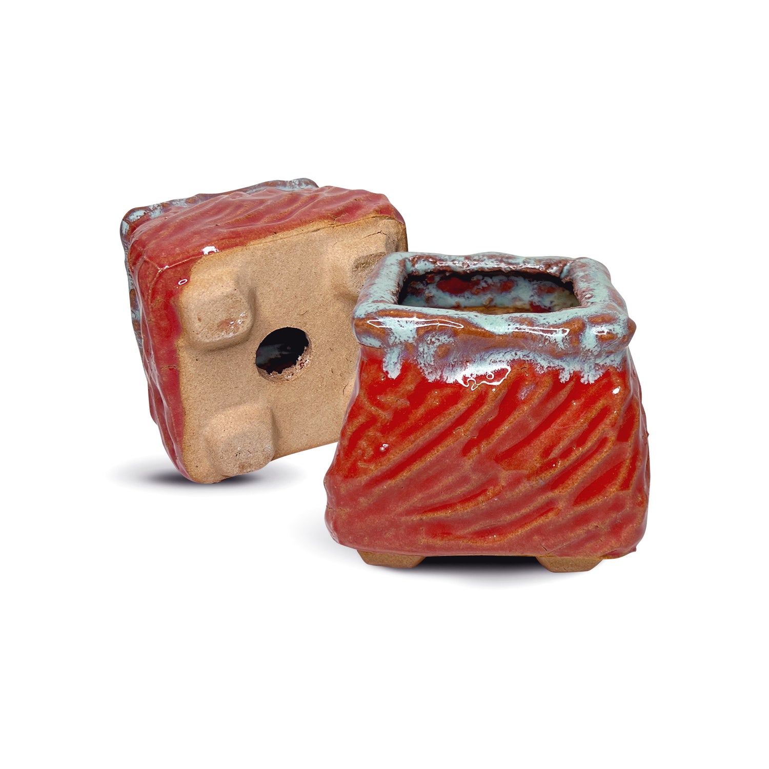 Wavy Mini Planter Pot, Maifan Stone Square Planter Pot, Home Decor