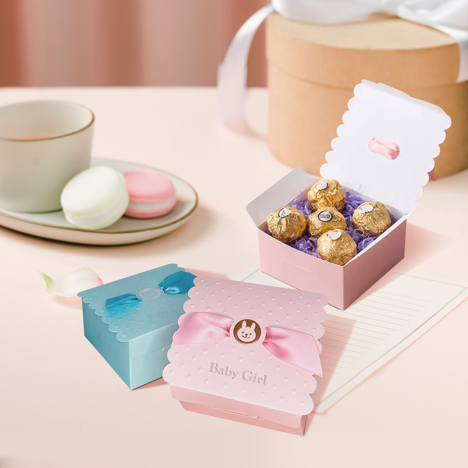 Baby Shower Candy Favor Boxes, Square Candy Box Set of 10