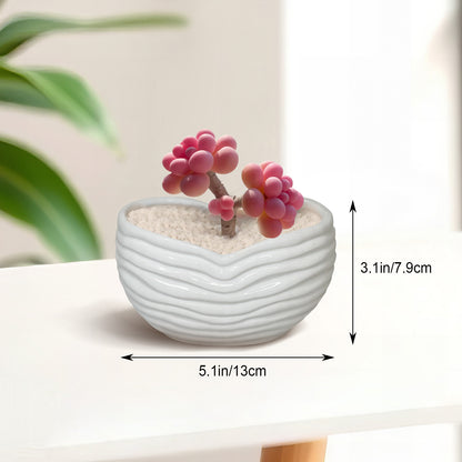 White Sands Plant Pot, Minimalist White Sand Ceramic Planter Pot
