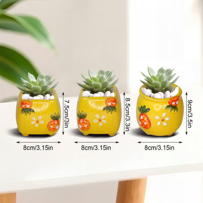 Yellow Plant Pot, Floral Garden Clay Planter Pot, Home Office Decor