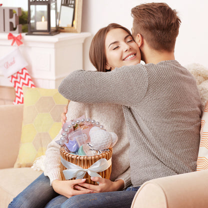 Adorable Gift Basket with Teddy Bear Towel, Handmade Scented Candle &amp; Soap Flower