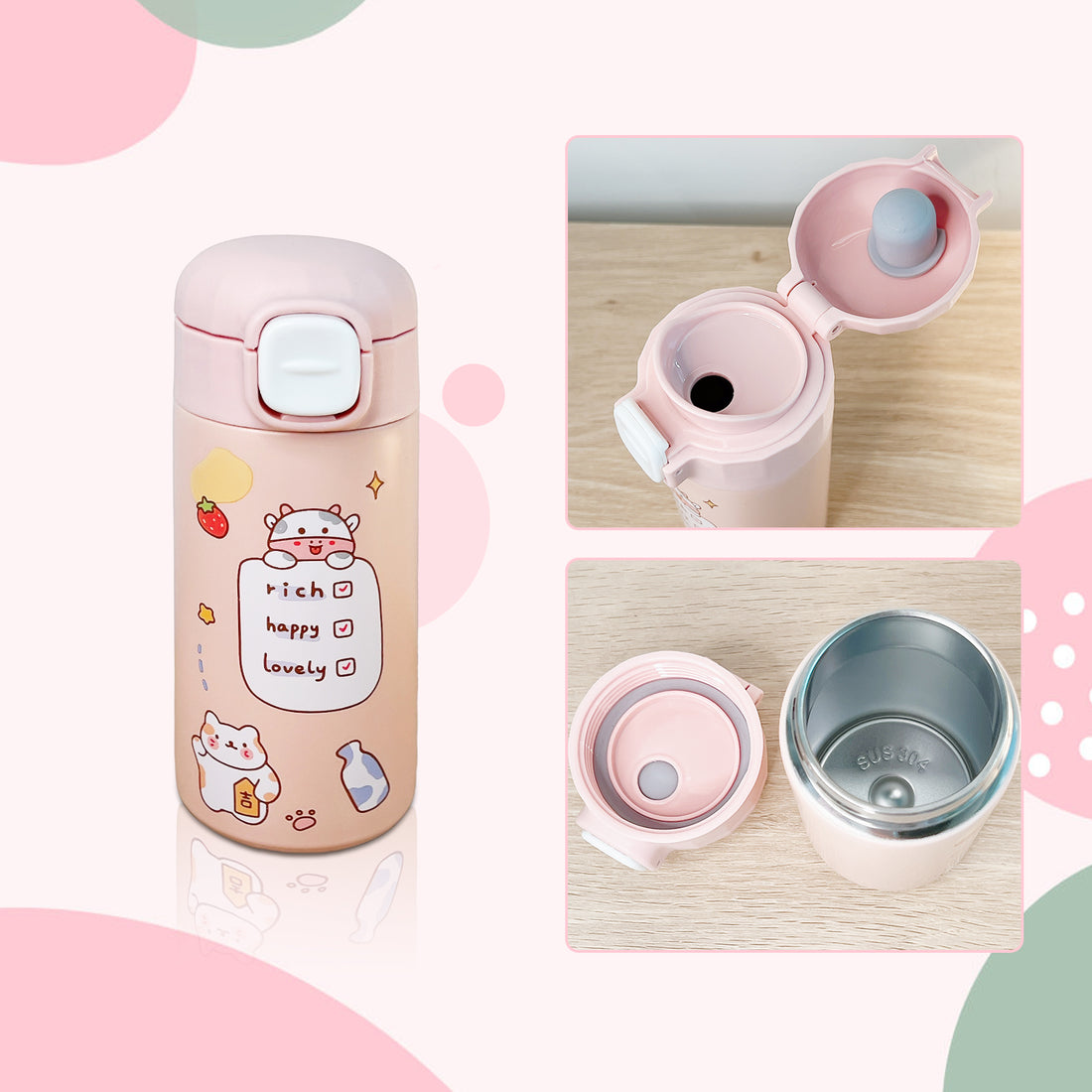 Thermal Water Bottle, Kawaii Thermal Bottle, Kids Thermos Water Bottle