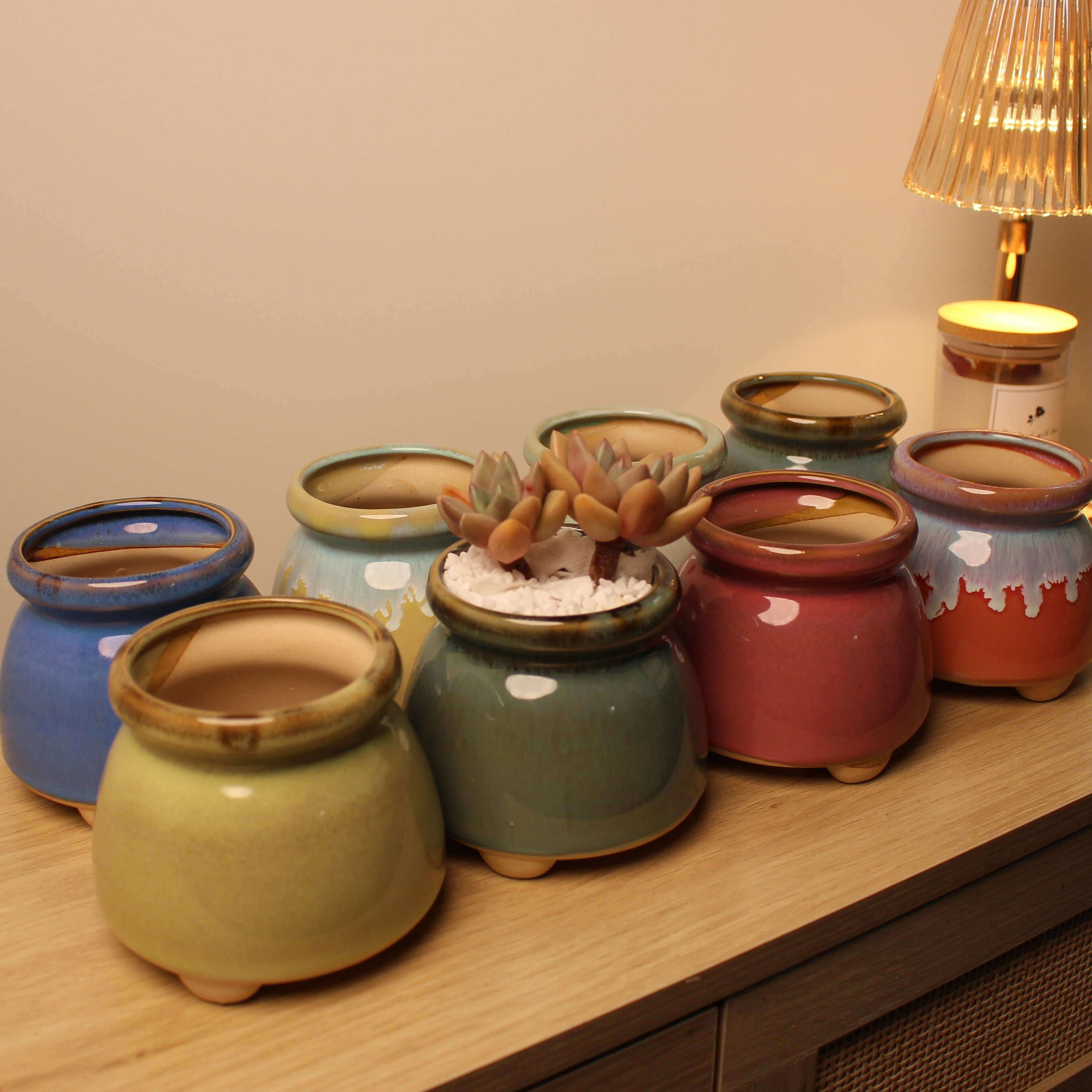 Colorful Clay Planter Pots, Hand Painted Indoor Planter Pots