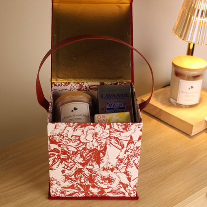 Best Wishes Gift Box, Red Flowers Special Gift Box, Craft Gift Box
