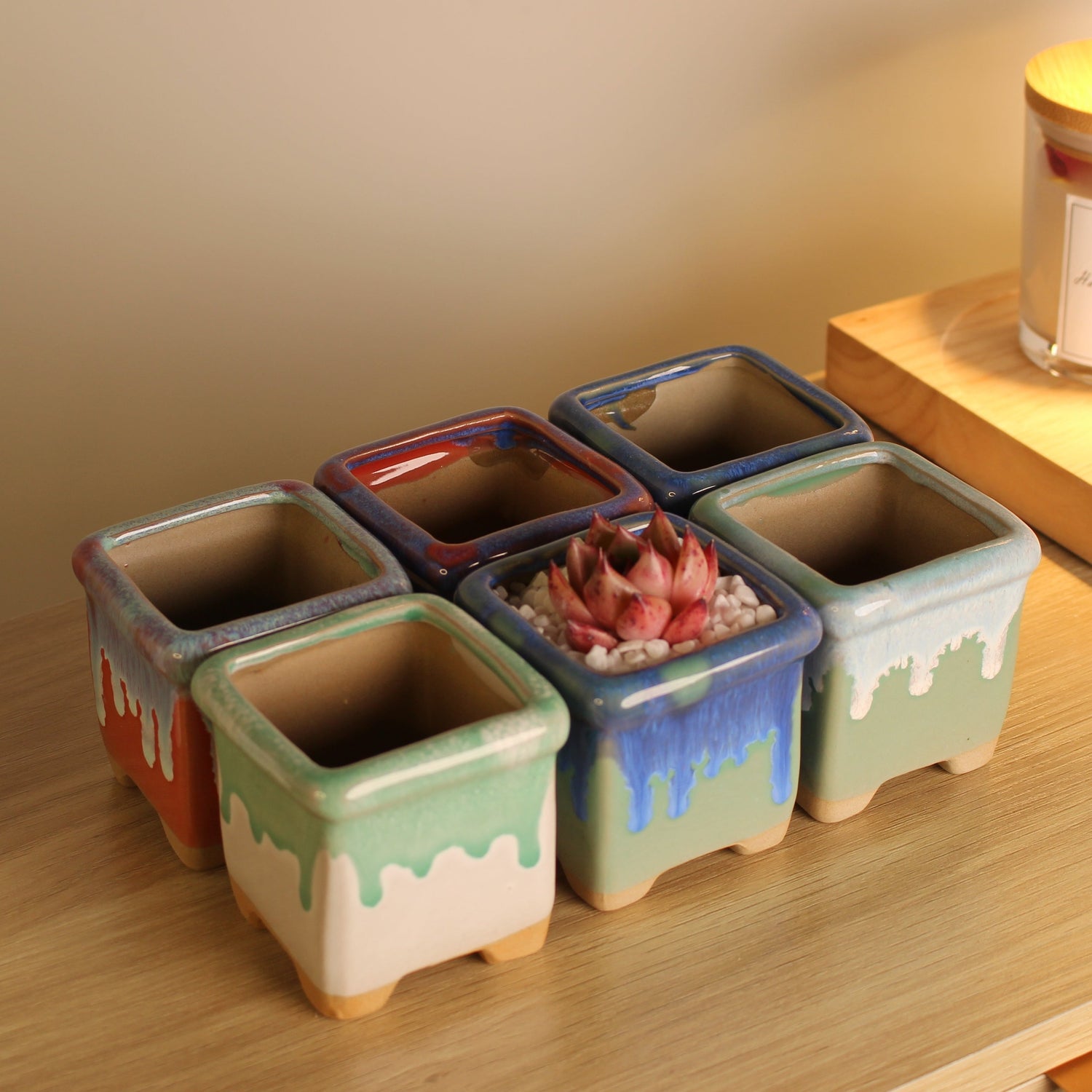 Painter Pot, Hand Painted Square Indoor Planter Pot
