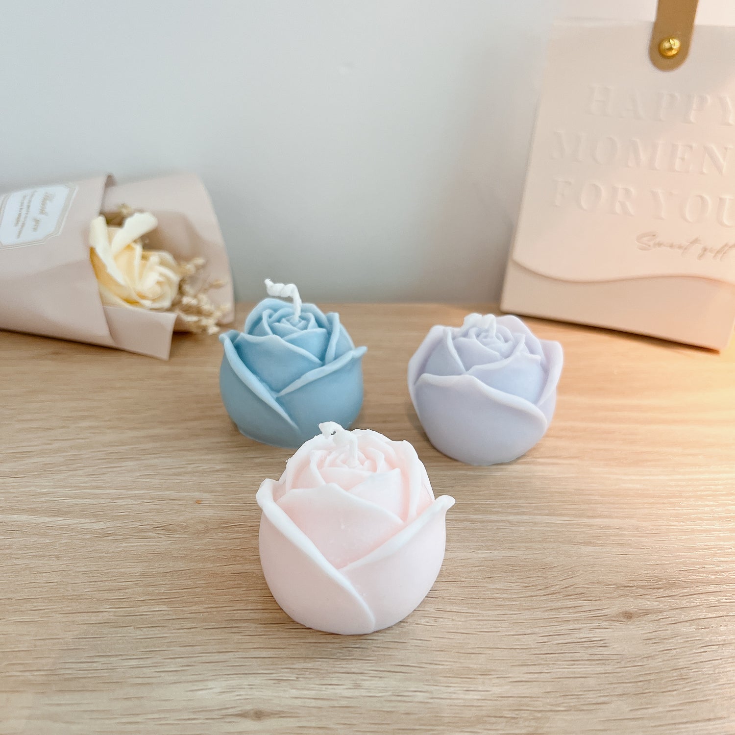 Rose Scented Candle, Delicate Mini Flower Candle, Candle Home Decor