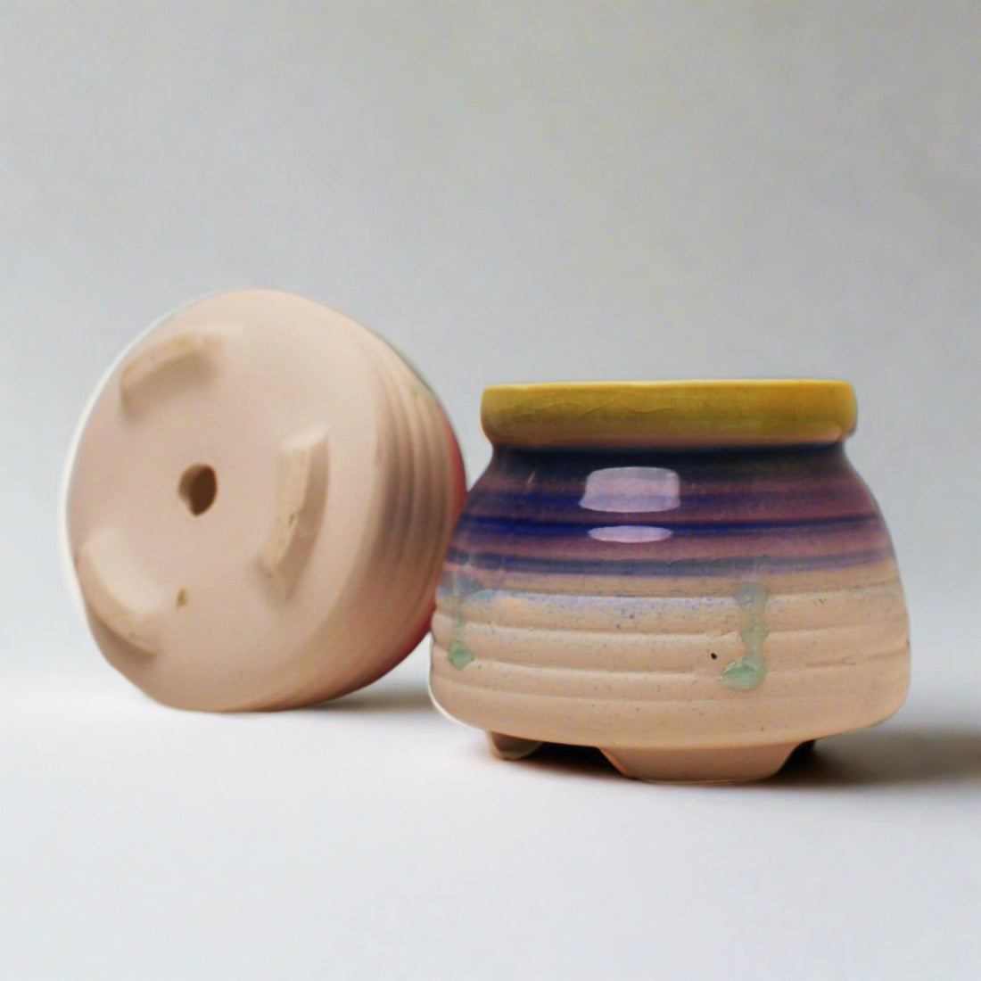 Hand Painted Indoor Plant Pot, Macaroon Clay Planter Pot