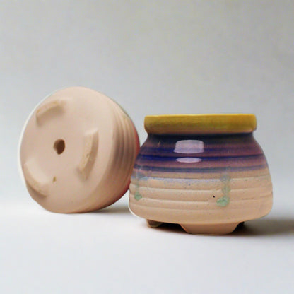Hand Painted Indoor Plant Pot, Macaroon Clay Planter Pot