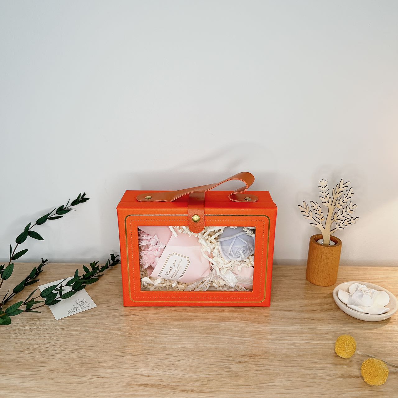 Orange Gift Box, Cardboard Gift Box With Handle, Special Gift Box