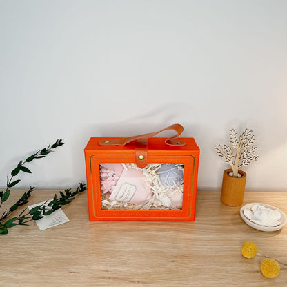 Orange Gift Box, Cardboard Gift Box With Handle, Special Gift Box