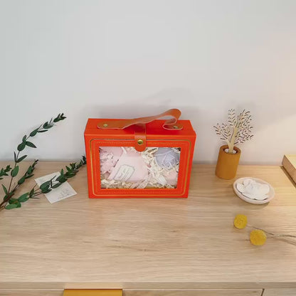 Orange Gift Box, Cardboard Gift Box With Handle, Special Gift Box